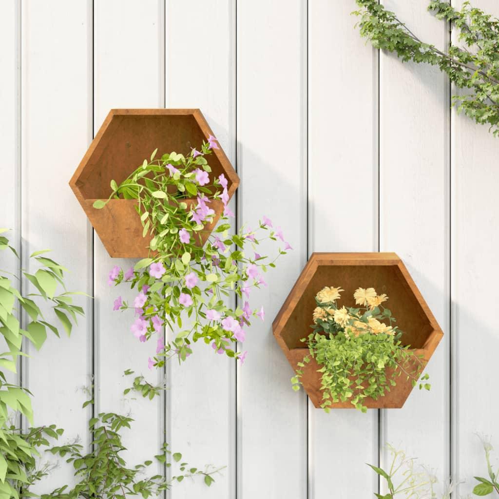 Wall Planters 2 Pcs Rusty Corten Steel