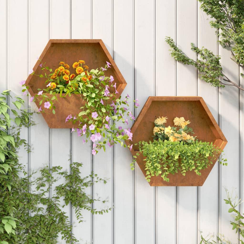 Wall Planters 2 Pcs Rusty Corten Steel