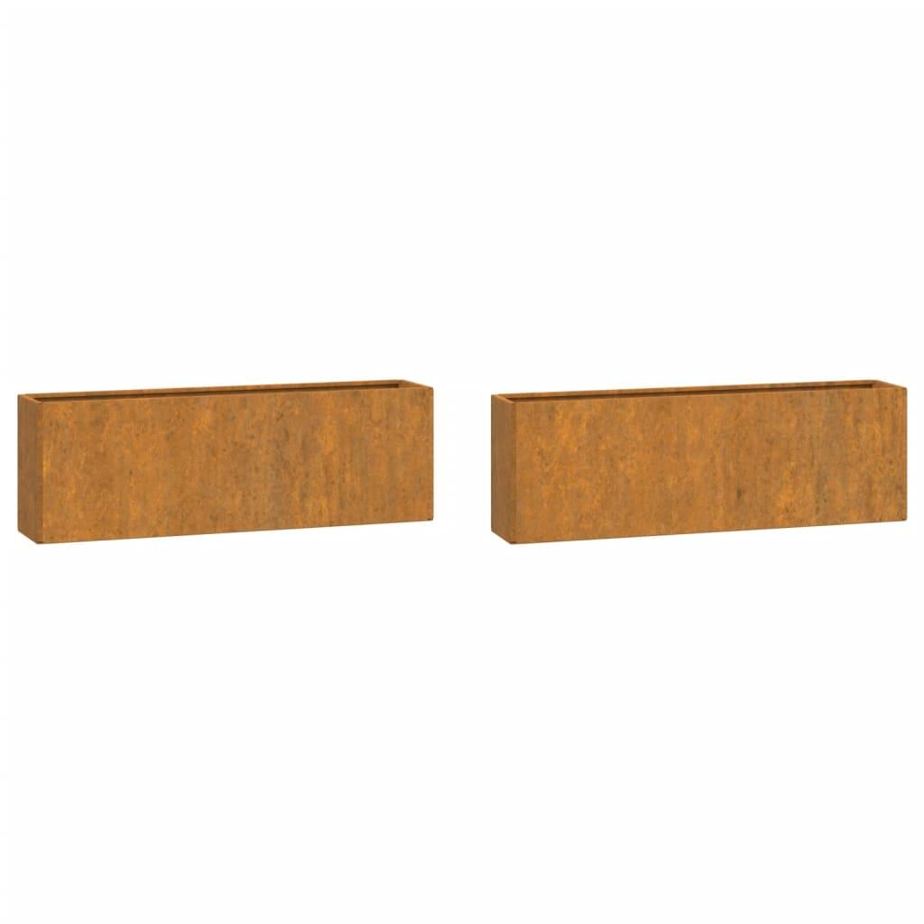 Wall Planters 2 Pcs Rusty Corten Steel 53X10X17 Cm