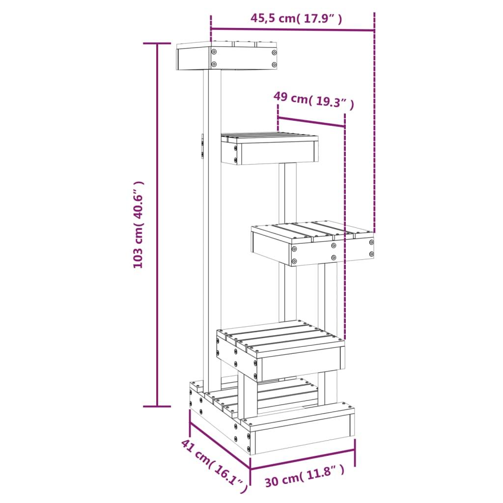 Cat Tree 45.5X49X103 Cm Solid Wood Pine