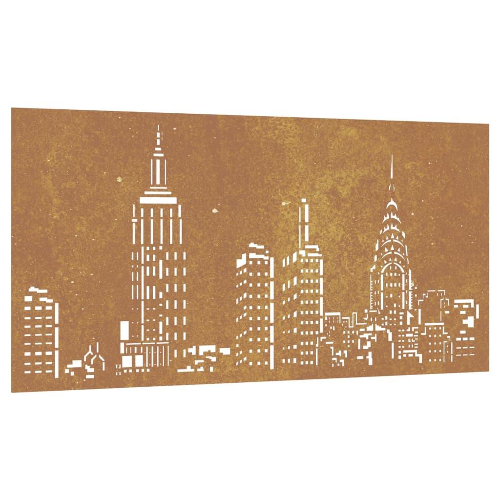 Garden Wall Decoration 105X55 Cm Corten Steel Skyline Design