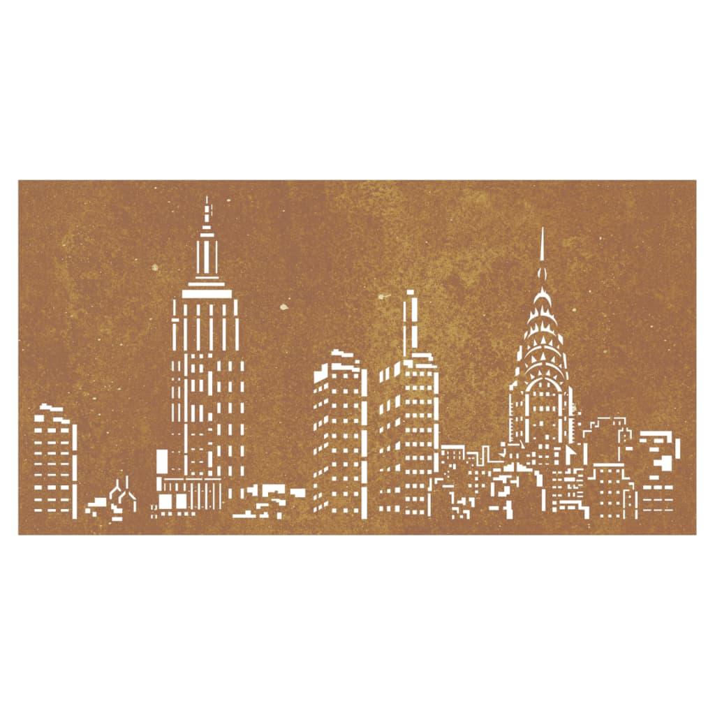 Garden Wall Decoration 105X55 Cm Corten Steel Skyline Design