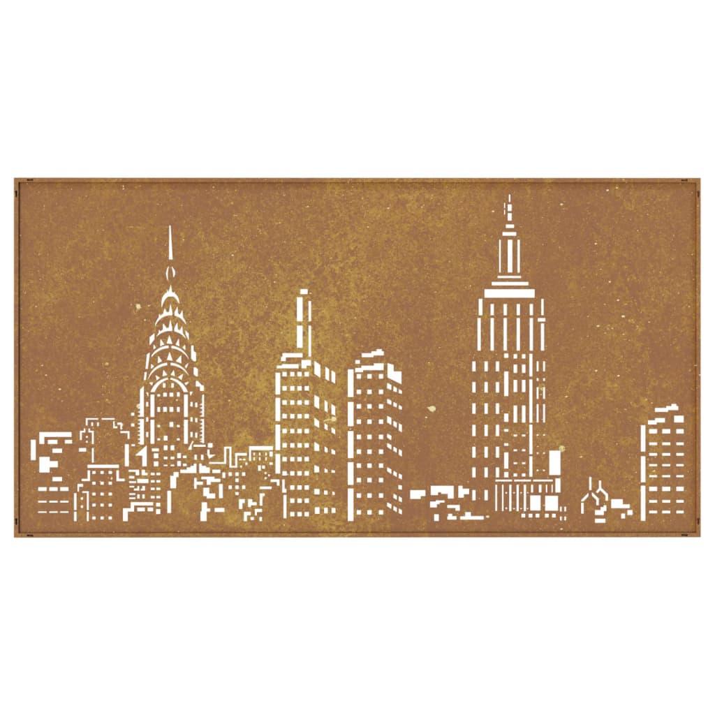 Garden Wall Decoration 105X55 Cm Corten Steel Skyline Design