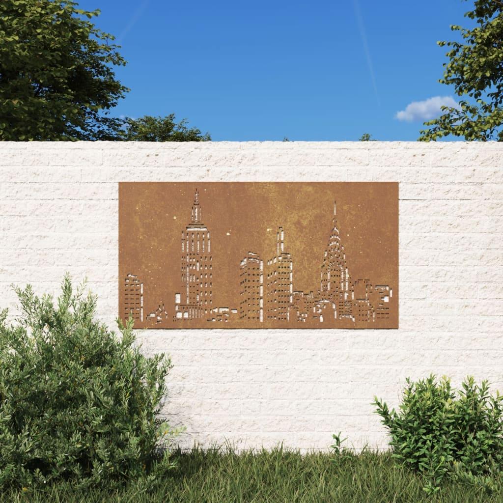 Garden Wall Decoration 105X55 Cm Corten Steel Skyline Design