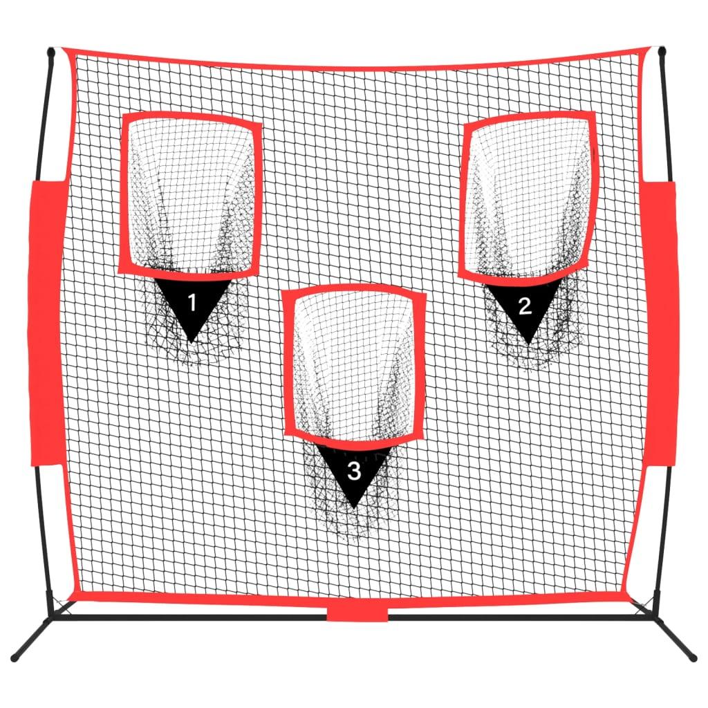 Portable Baseball Net Black And Red 183X105X183 Cm Polyester