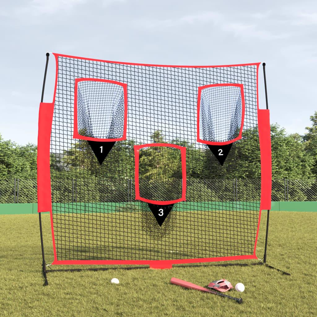 Portable Baseball Net Black And Red 183X105X183 Cm Polyester