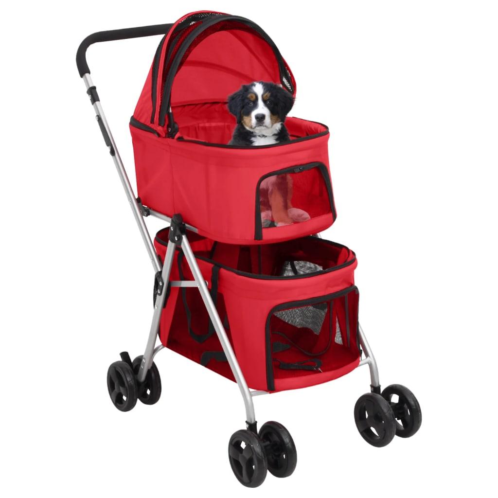 2-Layers Folding Dog Stroller 83X48X97 Cm Oxford Fabric