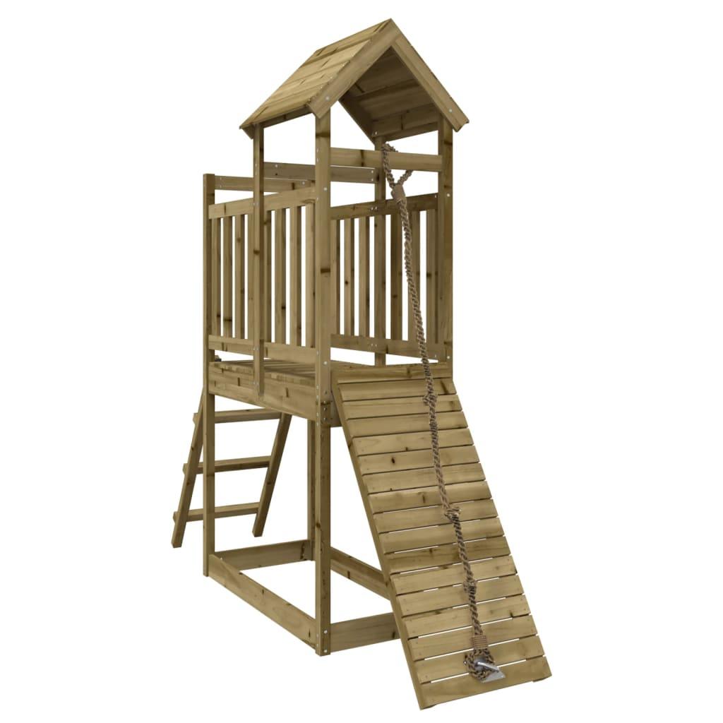 Playhouse With Climbing Wall Impregnated Wood Pine