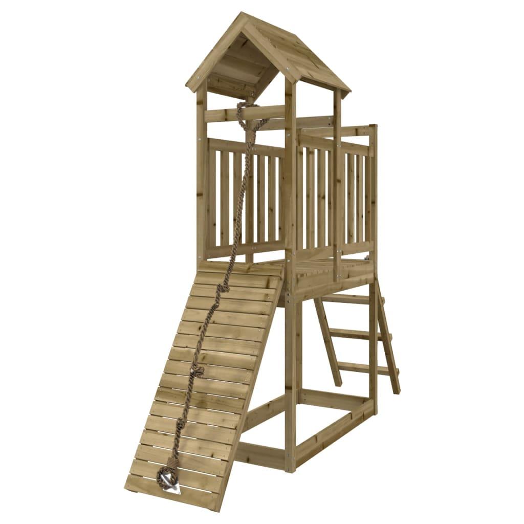 Playhouse With Climbing Wall Impregnated Wood Pine