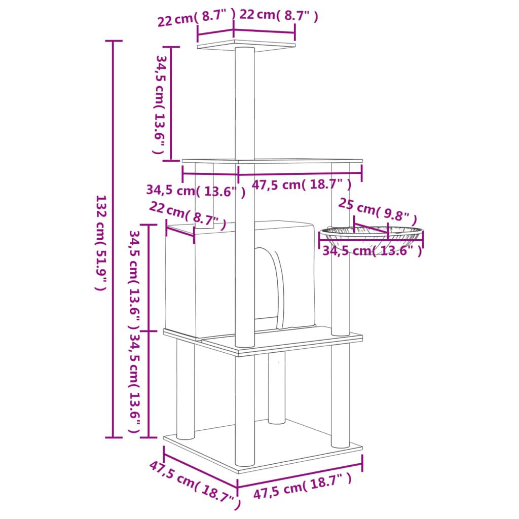 Trendyproduct.co.uk Cat Tree With Sisal Scratching Posts 132 Cm vidaXL Animals & Pet Supplies Animals & Pet Supplies > Pet Supplies > Cat Supplies > Cat Furniture Cat Furniture Cat Supplies Cream parcel Pet Supplies vidaXL