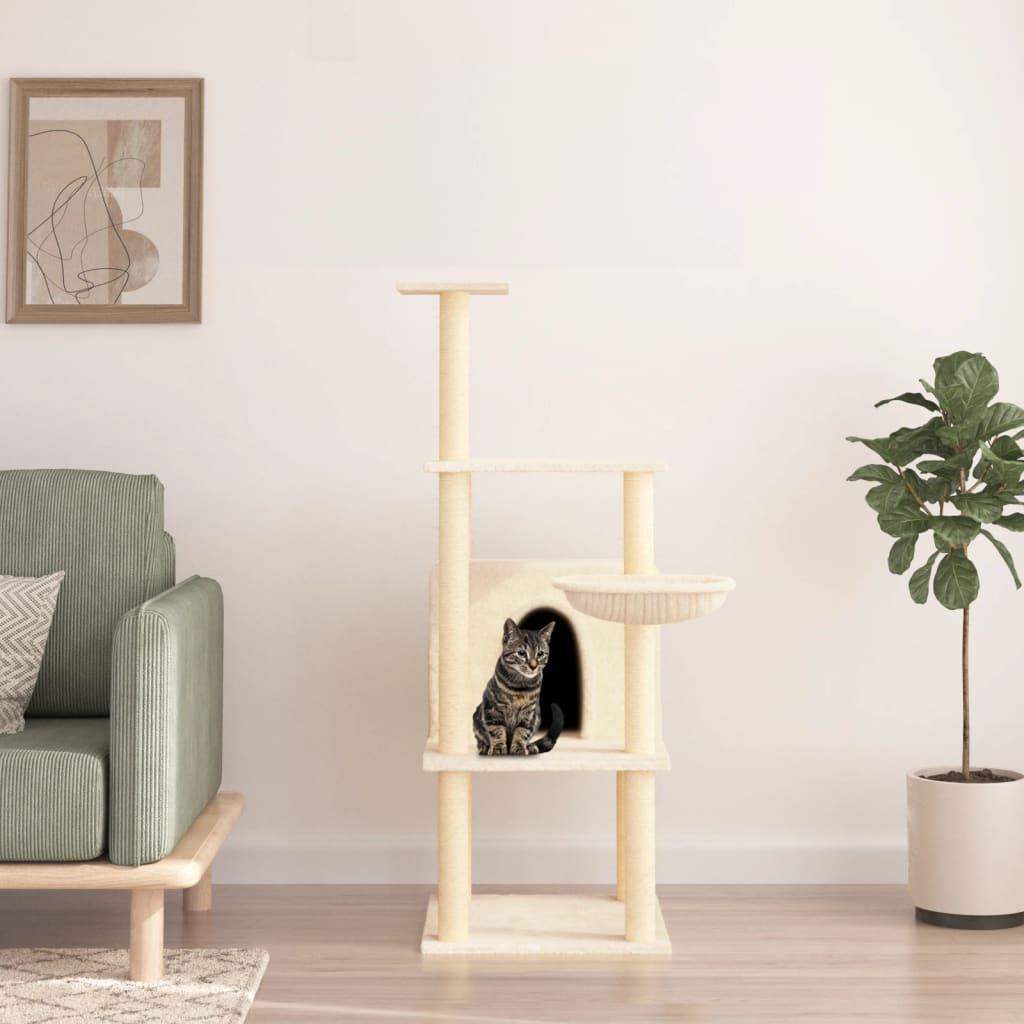 Trendyproduct.co.uk Cat Tree With Sisal Scratching Posts 132 Cm vidaXL Animals & Pet Supplies Animals & Pet Supplies > Pet Supplies > Cat Supplies > Cat Furniture Cat Furniture Cat Supplies Cream parcel Pet Supplies vidaXL