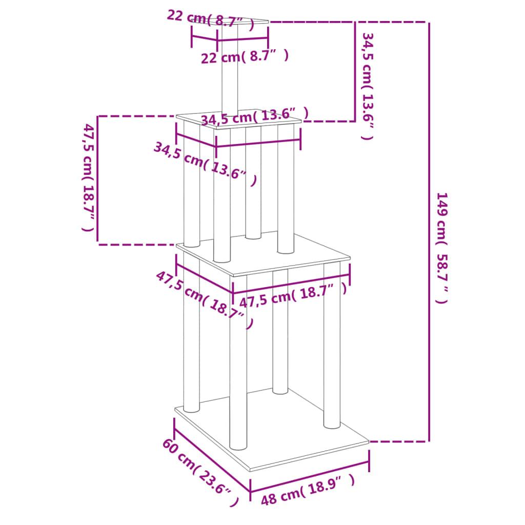 Trendyproduct.co.uk Cat Tree With Sisal Scratching Posts 149 Cm vidaXL Animals & Pet Supplies Animals & Pet Supplies > Pet Supplies > Cat Supplies > Cat Furniture Cat Furniture Cat Supplies Grey parcel Pet Supplies vidaXL