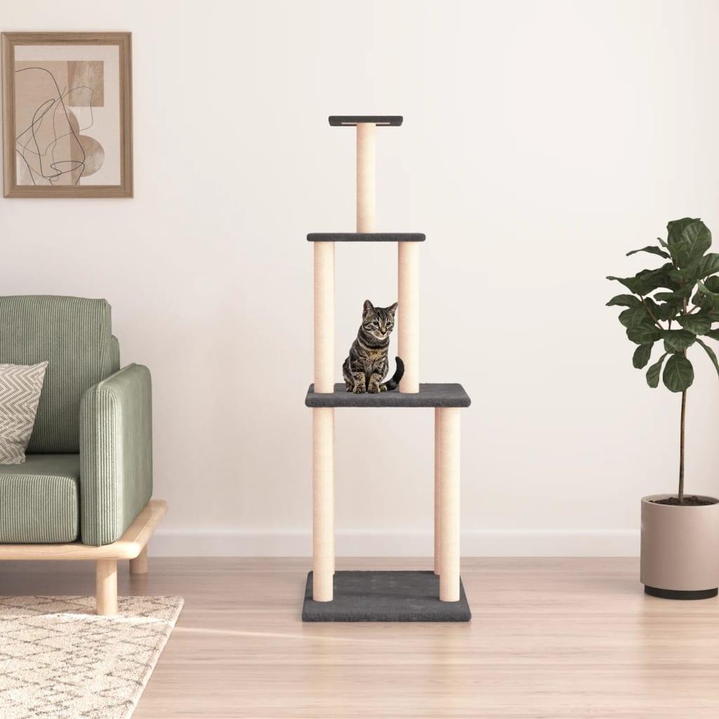 Trendyproduct.co.uk Cat Tree With Sisal Scratching Posts 149 Cm vidaXL Animals & Pet Supplies Animals & Pet Supplies > Pet Supplies > Cat Supplies > Cat Furniture Cat Furniture Cat Supplies Grey parcel Pet Supplies vidaXL