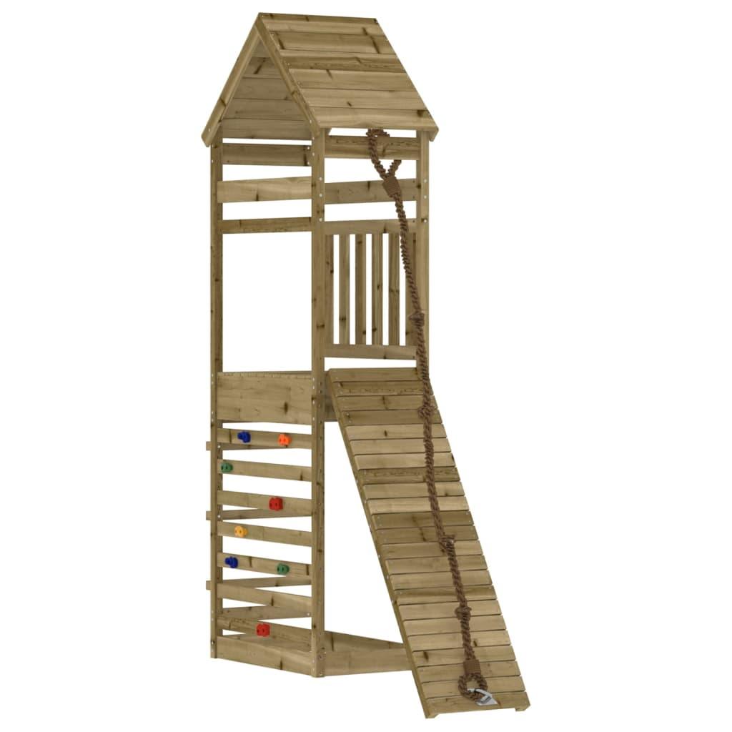 Playhouse With Climbing Wall Impregnated Wood Pine