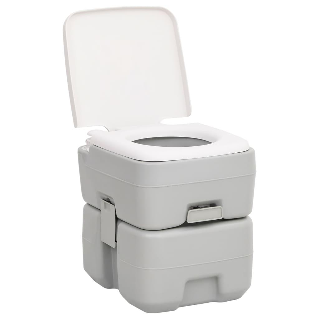 Portable Camping Toilet Grey And White 20+10 L Hdpe