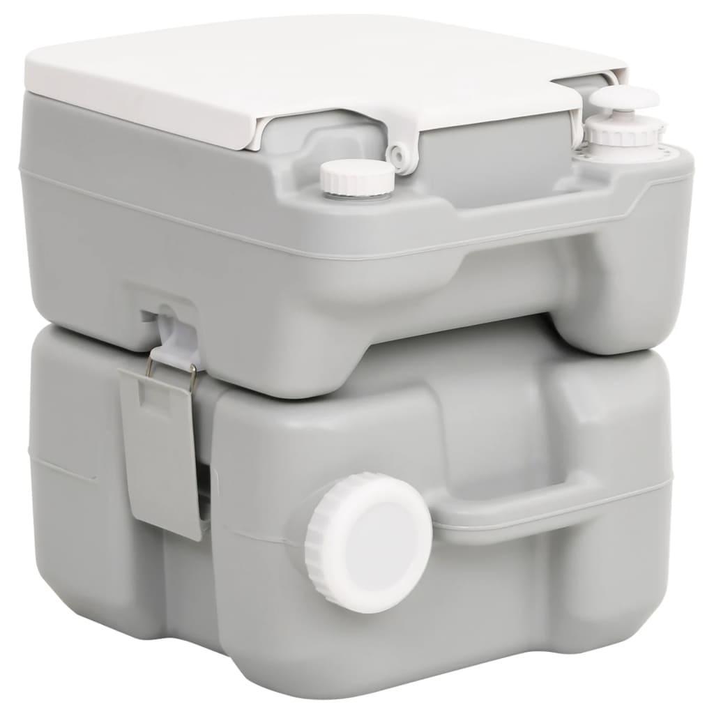 Portable Camping Toilet Grey And White 20+10 L Hdpe