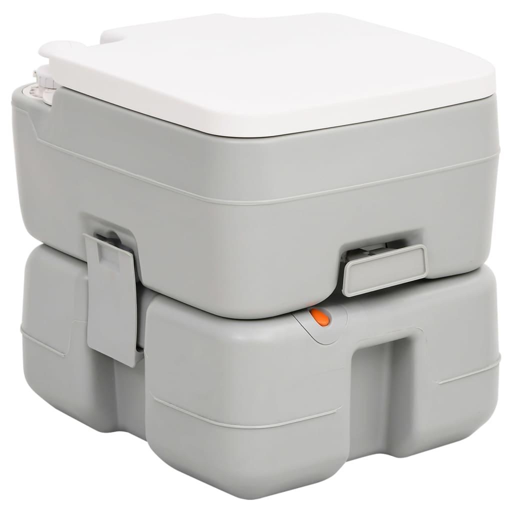 Portable Camping Toilet Grey And White 10+10 L Hdpe