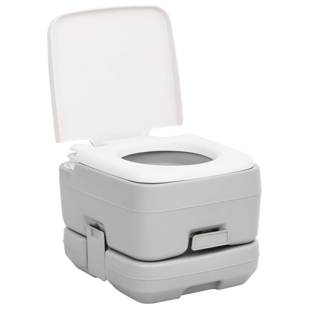 Portable Camping Toilet Grey And White 10+10 L Hdpe