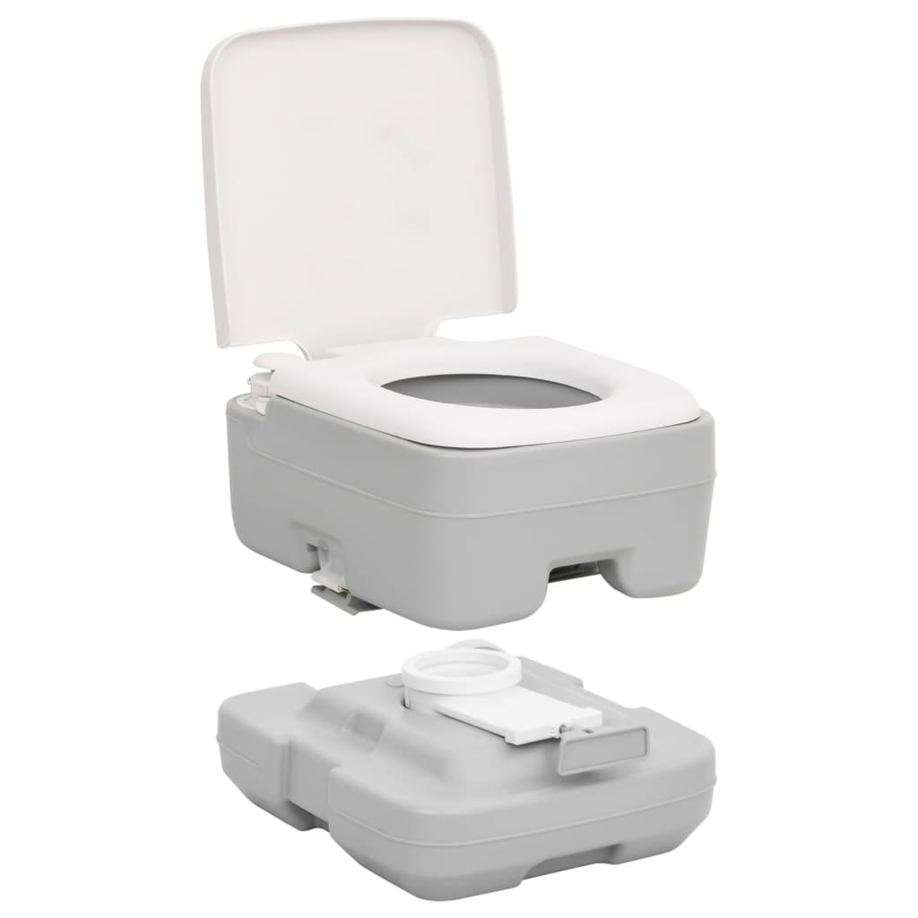 Portable Camping Toilet Grey And White 10+10 L Hdpe