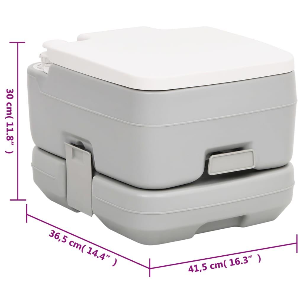 Portable Camping Toilet Grey And White 10+10 L Hdpe