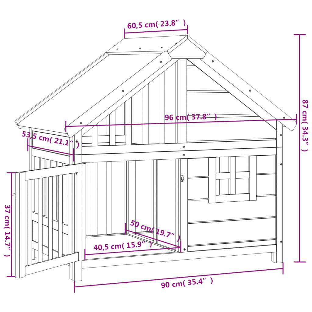 Dog Kennel 96X60.5X87 Cm Solid Wood Pine