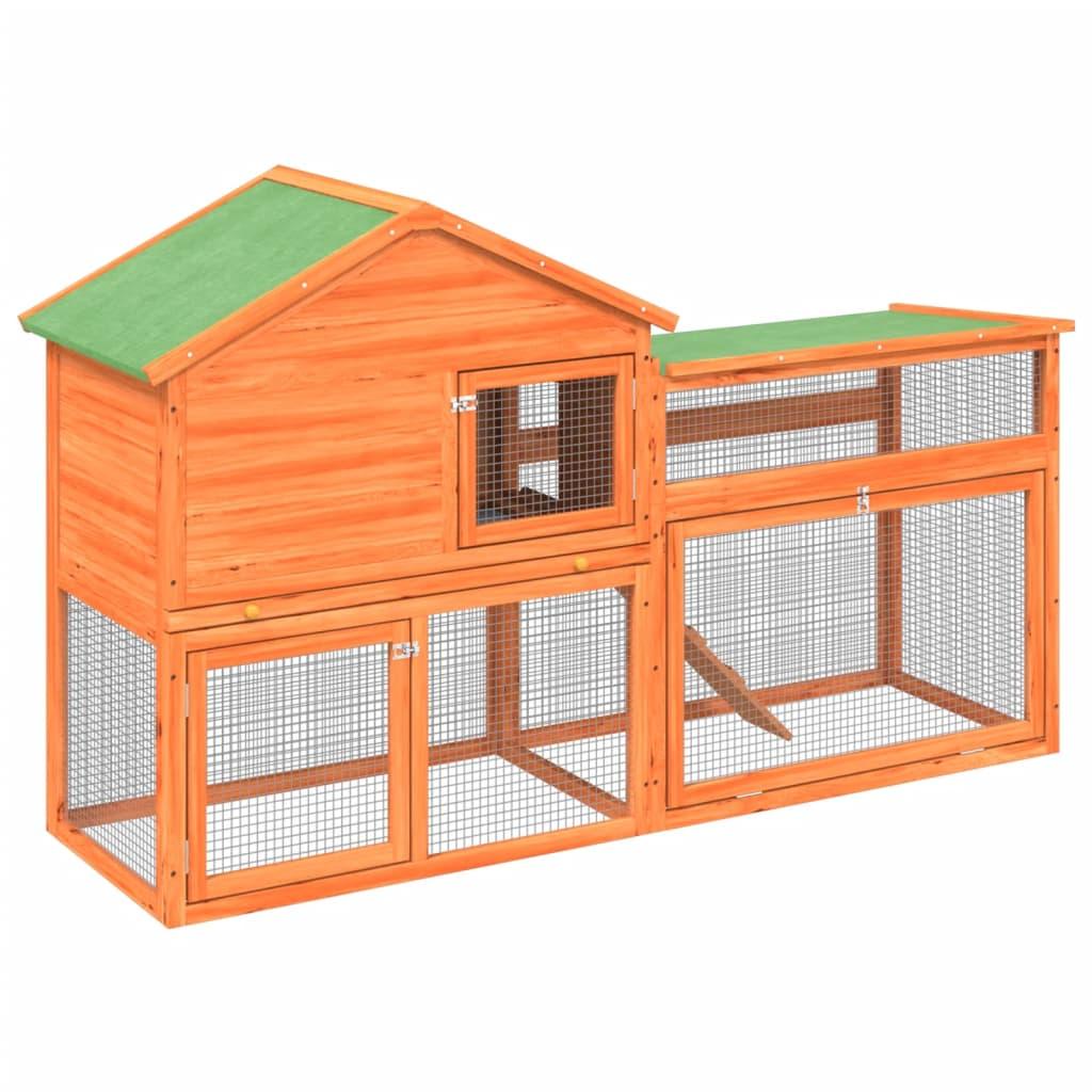 Rabbit Hutch 185.5X60.5X109.5 Cm Solid Wood Pine