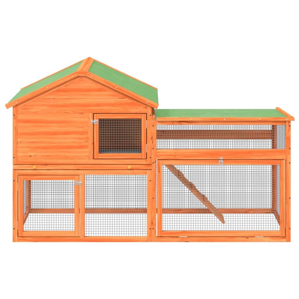 Rabbit Hutch 185.5X60.5X109.5 Cm Solid Wood Pine