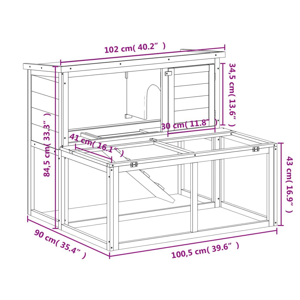 Rabbit Hutch 102X90X84.5 Cm Solid Wood Pine