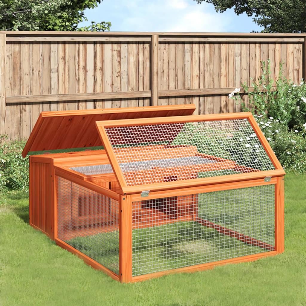 Rabbit Hutch 117.5X97X47.5 Cm Solid Wood Pine