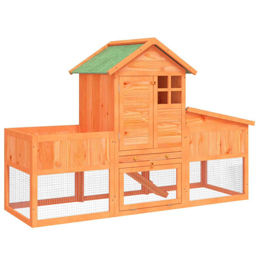 Rabbit Hutch 170X63X113 Cm Solid Wood Pine