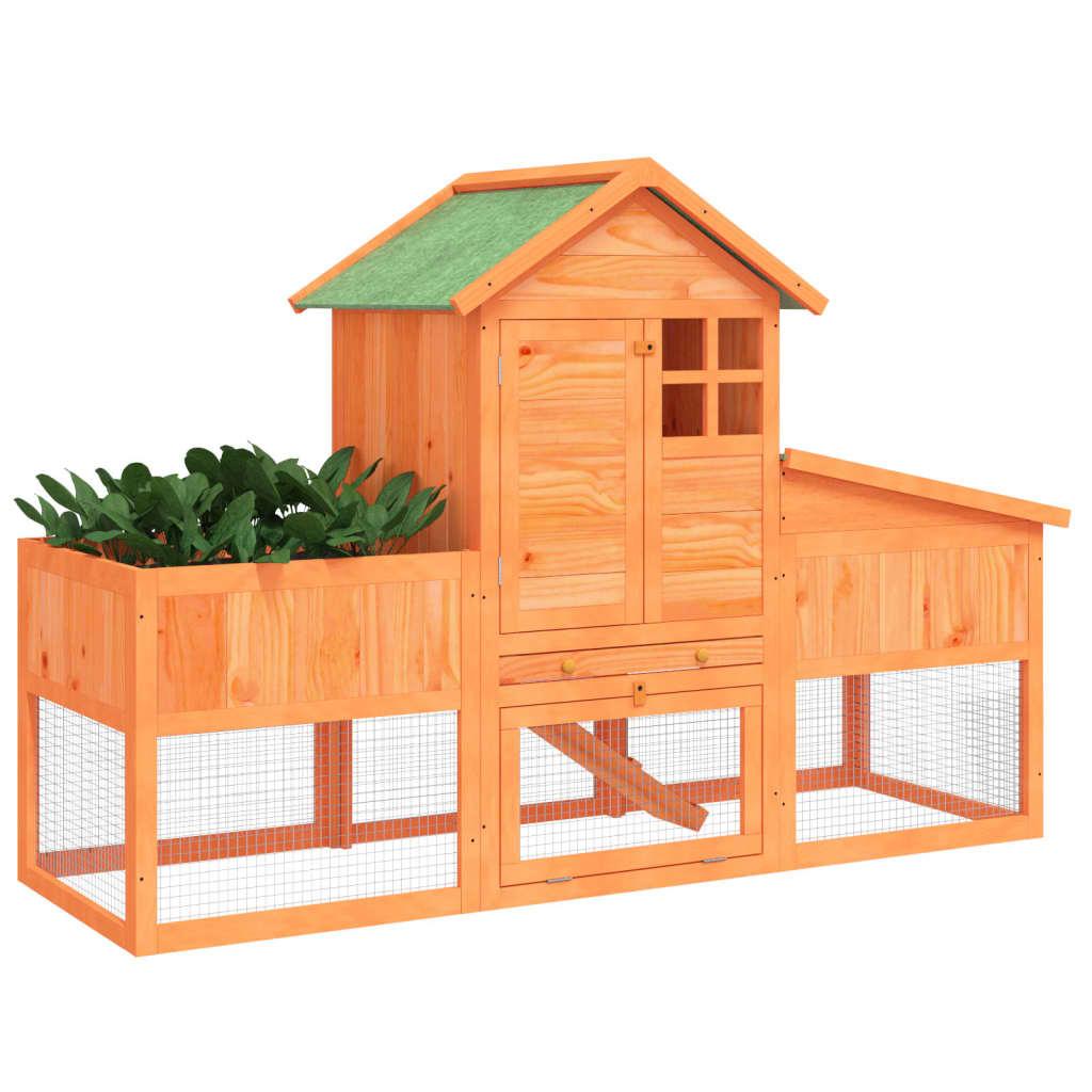 Rabbit Hutch 170X63X113 Cm Solid Wood Pine