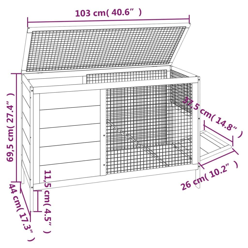 Rabbit Hutch 103X44X69.5 Cm Solid Wood Pine