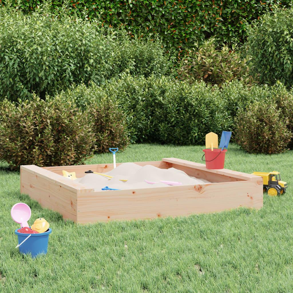 Sandbox With Seats Honey Brown Square Solid Wood Pine