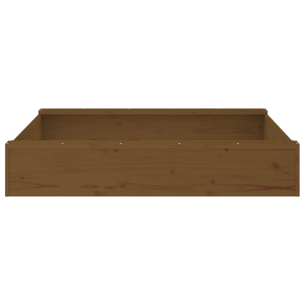 Sandbox With Seats Honey Brown Square Solid Wood Pine