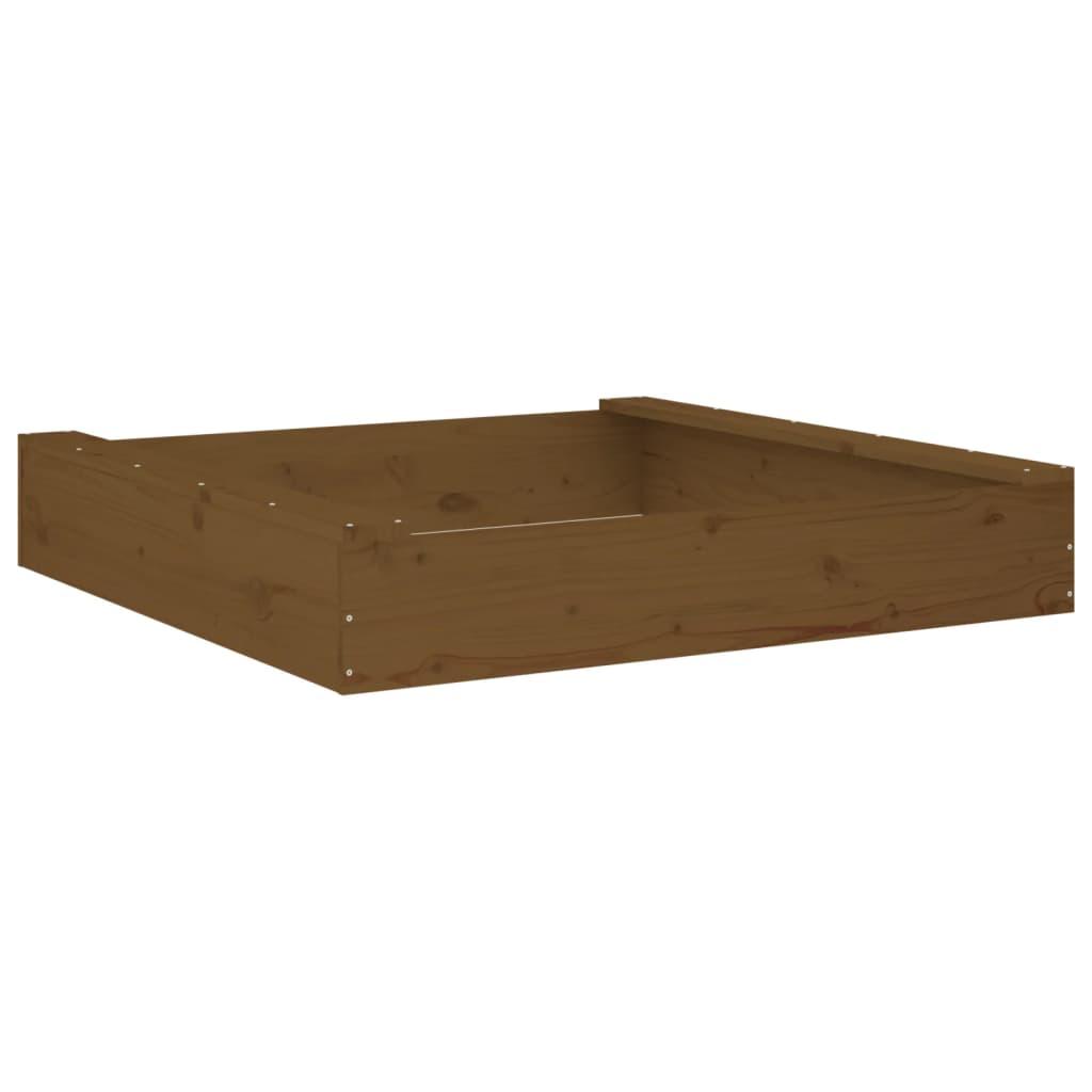 Sandbox With Seats Honey Brown Square Solid Wood Pine