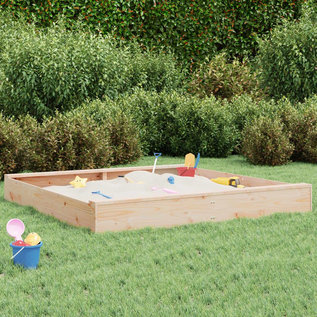 Sandbox With Seats Honey Brown Square Solid Wood Pine