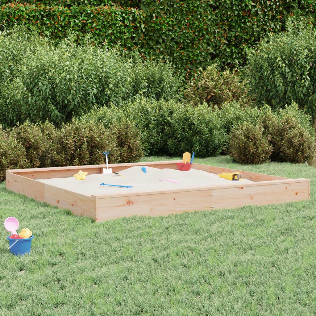 Sandbox With Seats Honey Brown Square Solid Wood Pine