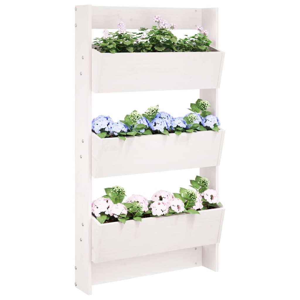 Wall Planter 3-Tier 60X18.5X110 Cm White Solid Wood Pine