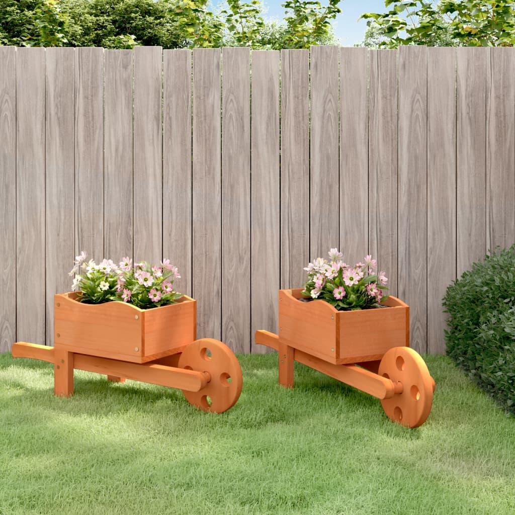 Wheelbarrow Planters 2 Pcs 47X15X19 Cm Solid Wood Fir