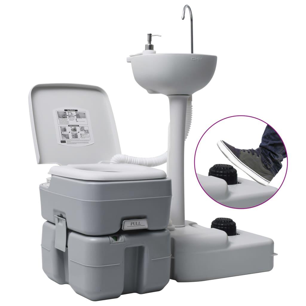 Portable Camping Toilet And Handwash Stand Set With Water Tank