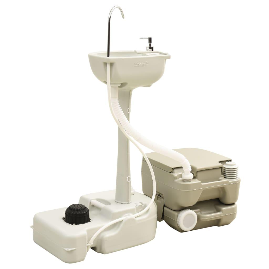 Portable Camping Toilet And Handwash Stand Set With Water Tank