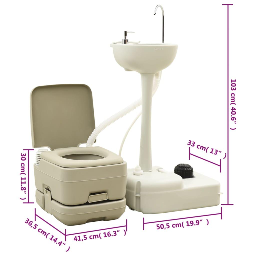 Portable Camping Toilet And Handwash Stand Set With Water Tank