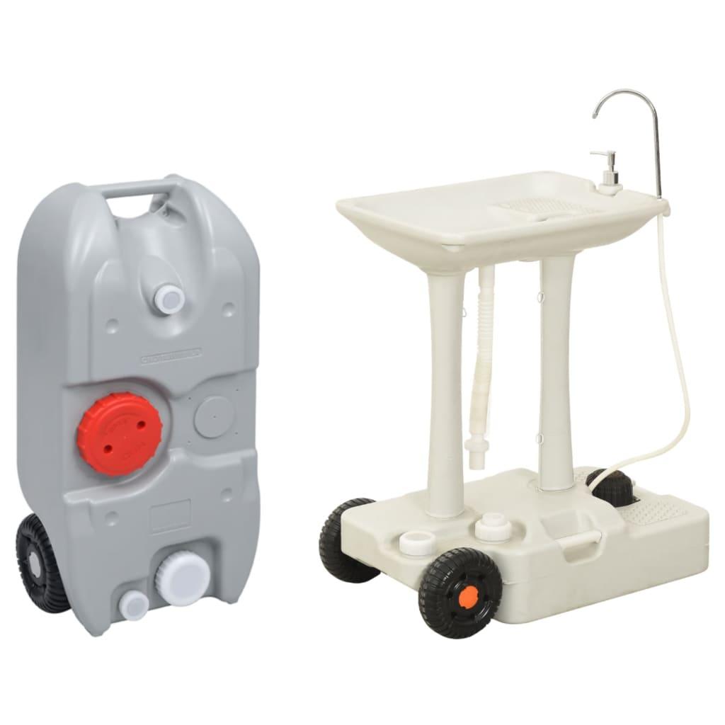 Camping Hand Wash Stand With Wheeled Water Tank Grey