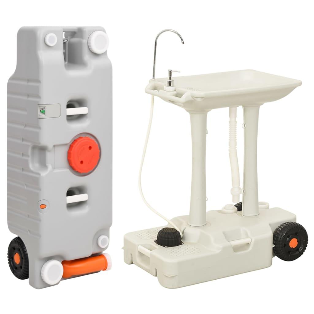 Camping Hand Wash Stand With Wheeled Water Tank Grey