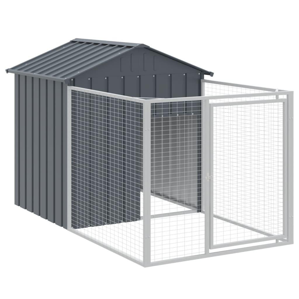 Trendyproduct.co.uk Dog House With Run Galvanised Steel vidaXL Animals & Pet Supplies Animals & Pet Supplies > Pet Supplies > Dog Supplies > Dog Houses Anthracite Dog Houses Dog Supplies parcel Pet Supplies vidaXL