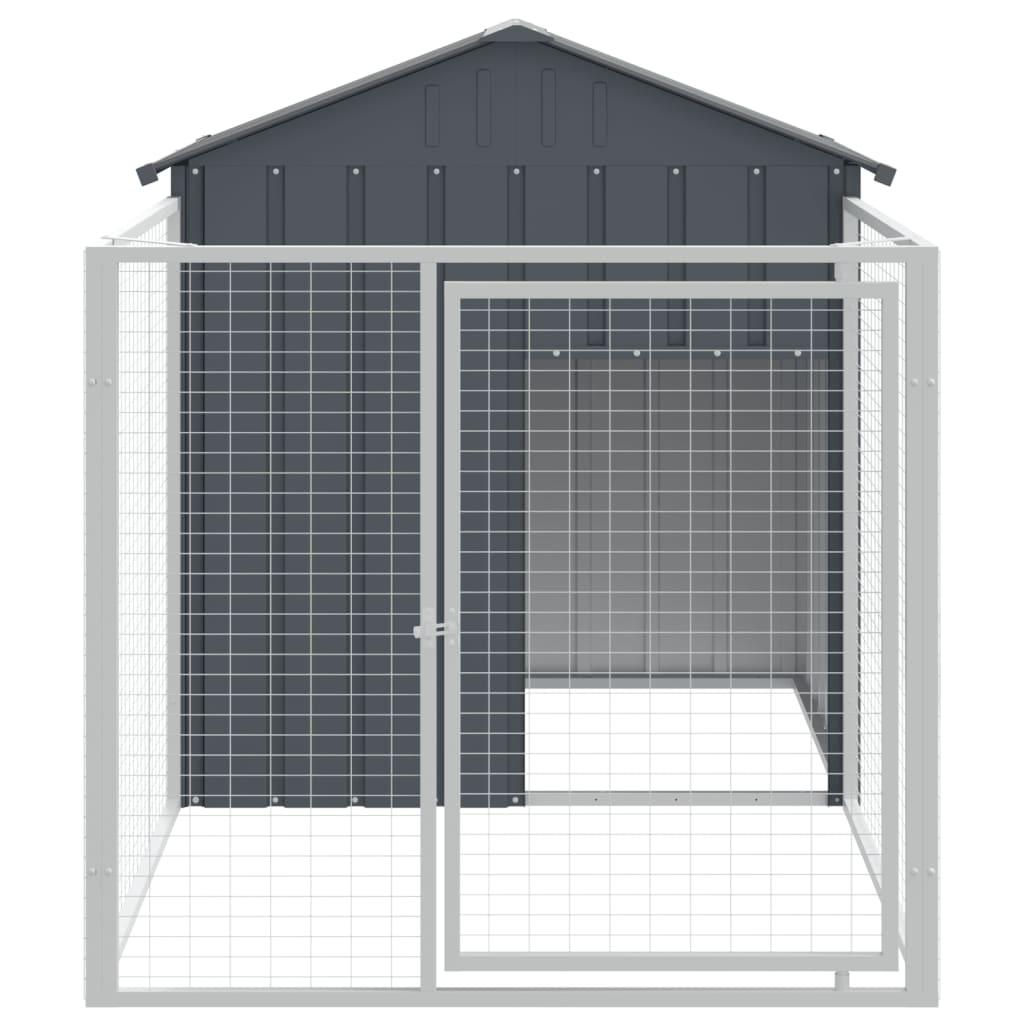 Trendyproduct.co.uk Dog House With Run Galvanised Steel vidaXL Animals & Pet Supplies Animals & Pet Supplies > Pet Supplies > Dog Supplies > Dog Houses Anthracite Dog Houses Dog Supplies parcel Pet Supplies vidaXL