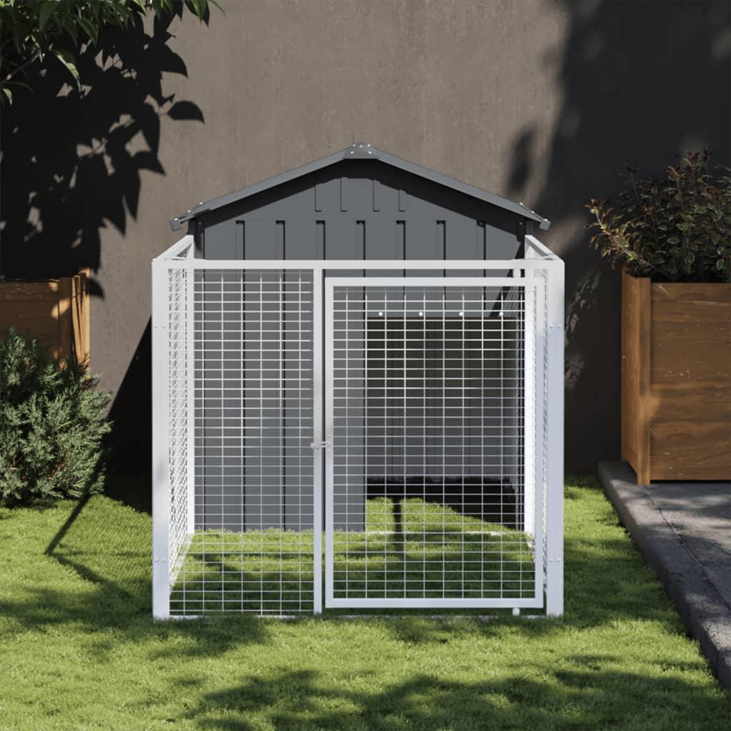 Trendyproduct.co.uk Dog House With Run Galvanised Steel vidaXL Animals & Pet Supplies Animals & Pet Supplies > Pet Supplies > Dog Supplies > Dog Houses Anthracite Dog Houses Dog Supplies parcel Pet Supplies vidaXL