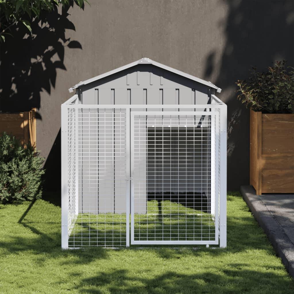 Trendyproduct.co.uk Dog House With Run Galvanised Steel vidaXL Animals & Pet Supplies Animals & Pet Supplies > Pet Supplies > Dog Supplies > Dog Houses Anthracite Dog Houses Dog Supplies parcel Pet Supplies vidaXL