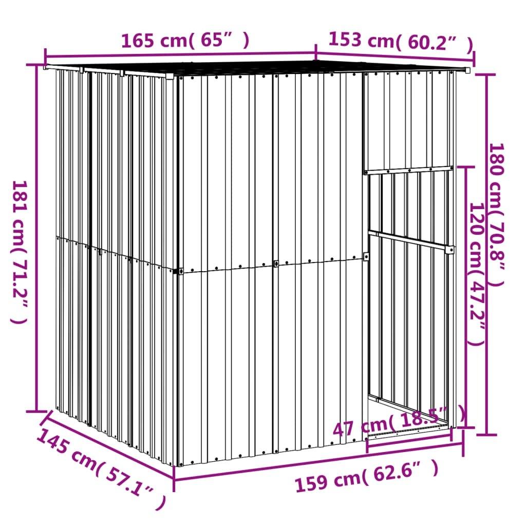 Trendyproduct.co.uk Dog House With Roof 165X153X181 Cm Galvanised Steel vidaXL Animals & Pet Supplies Animals & Pet Supplies > Pet Supplies > Dog Supplies > Dog Houses Anthracite Dog Houses Dog Supplies parcel Pet Supplies vidaXL