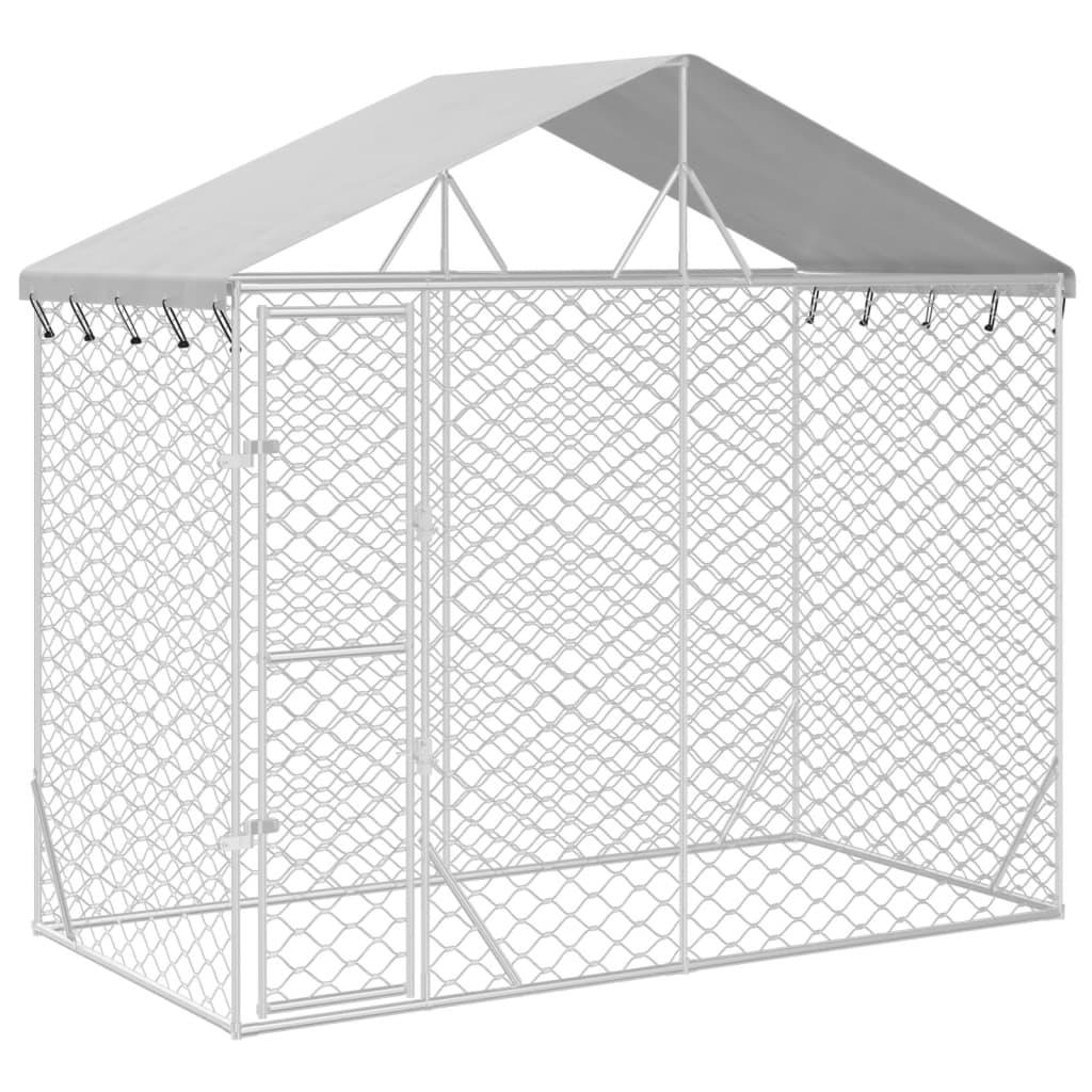 Outdoor Dog Kennel With Roof Silver Galvanised Steel